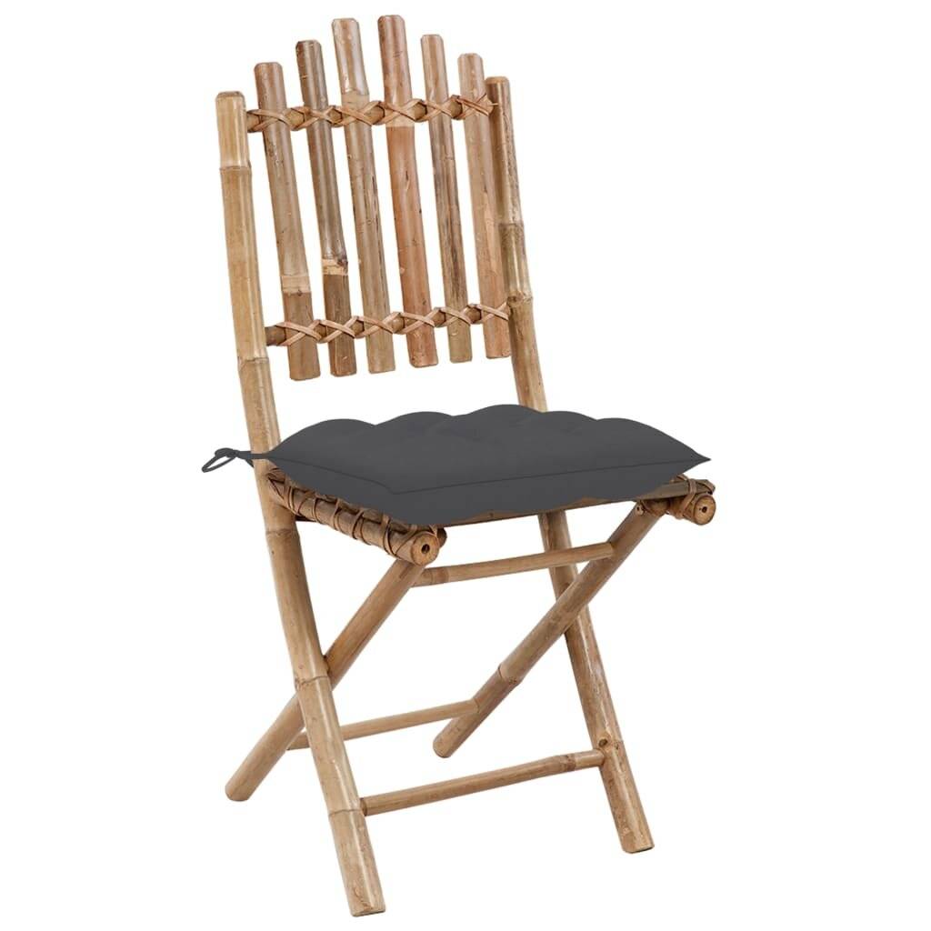 Klappbare Gartenstühle 2 Stk. mit Kissen Bambus-2