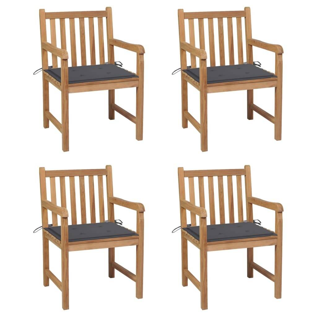 Gartenstühle 4 Stk. mit Anthrazit Kissen Massivholz Teak-0