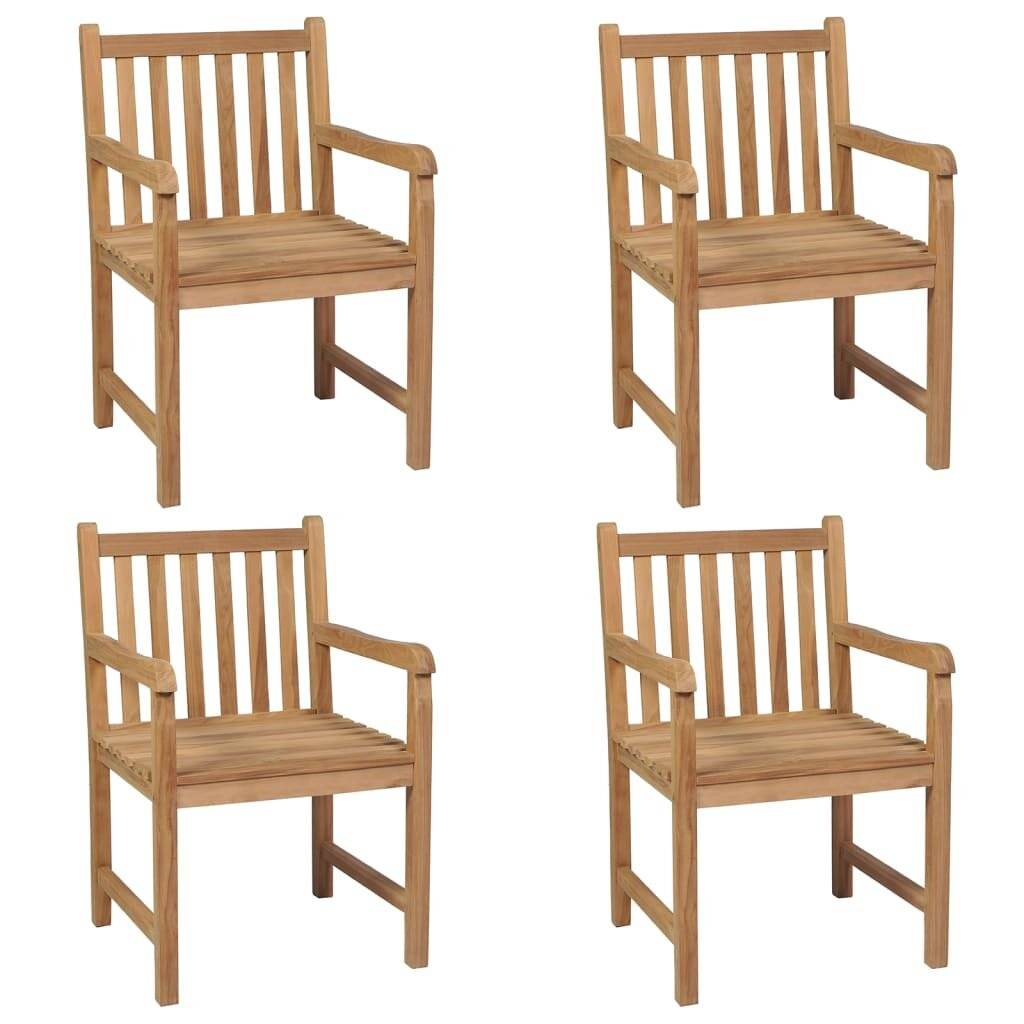Gartenstühle 4 Stk. mit Hellgrünen Kissen Massivholz Teak-3