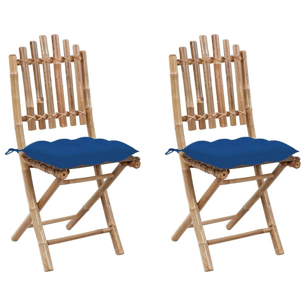 Klappbare Gartenstühle 2 Stk. mit Kissen Bambus-0