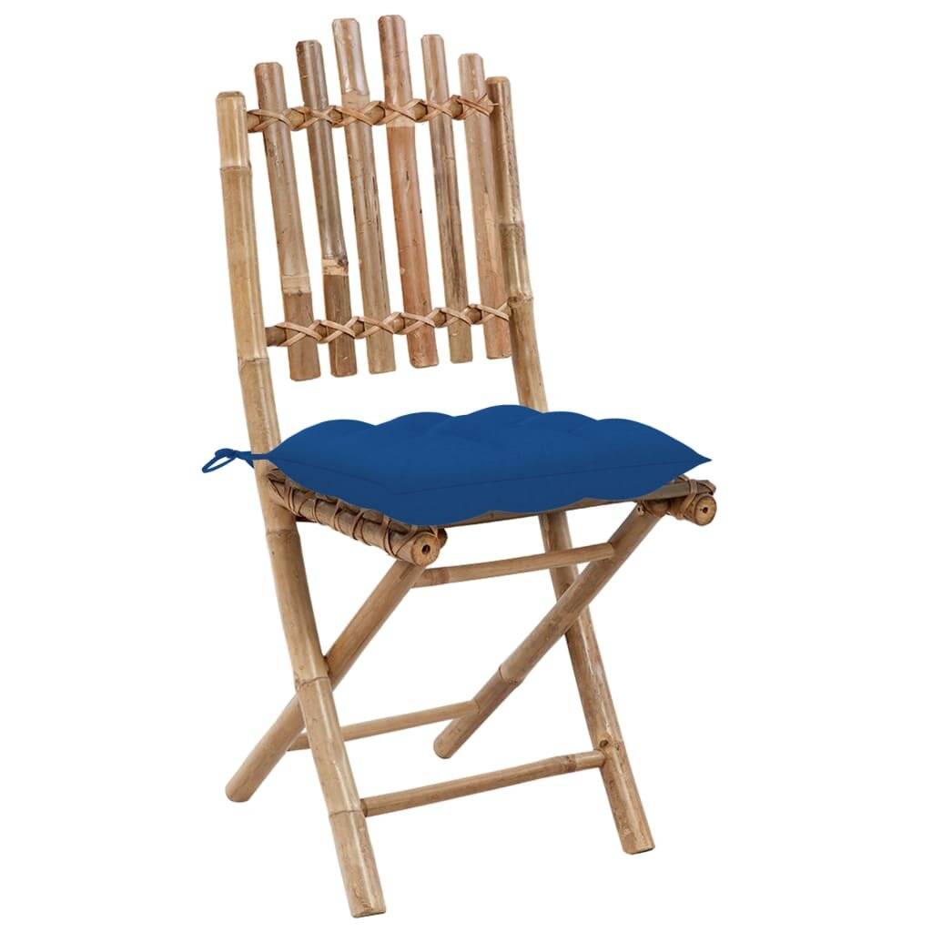 Klappbare Gartenstühle 2 Stk. mit Kissen Bambus-2