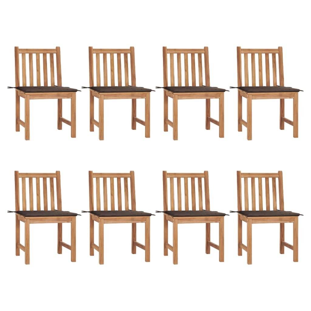 Gartenstühle 8 Stk. mit Kissen Massivholz Teak-0