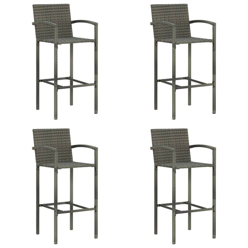 Barhocker 4 Stk. Grau Poly Rattan-0