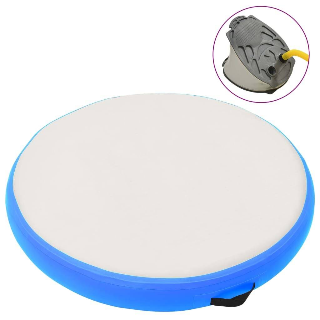 Aufblasbare Gymnastikmatte mit Pumpe 100x100x15 cm PVC Blau-0