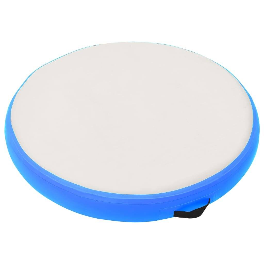 Aufblasbare Gymnastikmatte mit Pumpe 100x100x15 cm PVC Blau-1
