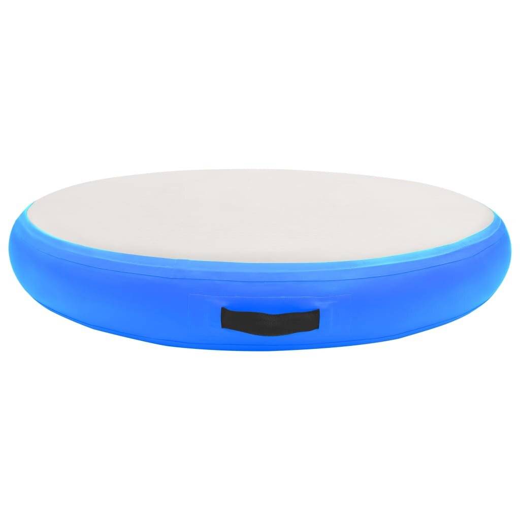 Aufblasbare Gymnastikmatte mit Pumpe 100x100x15 cm PVC Blau-2