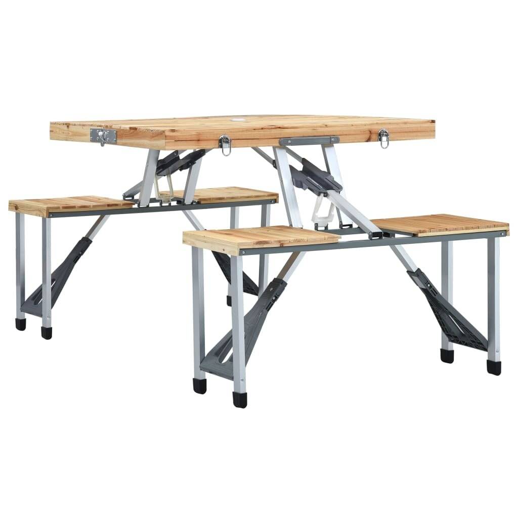 vidaXL Klappbarer Campingtisch mit 4 Sitzen Stahl Aluminium-5
