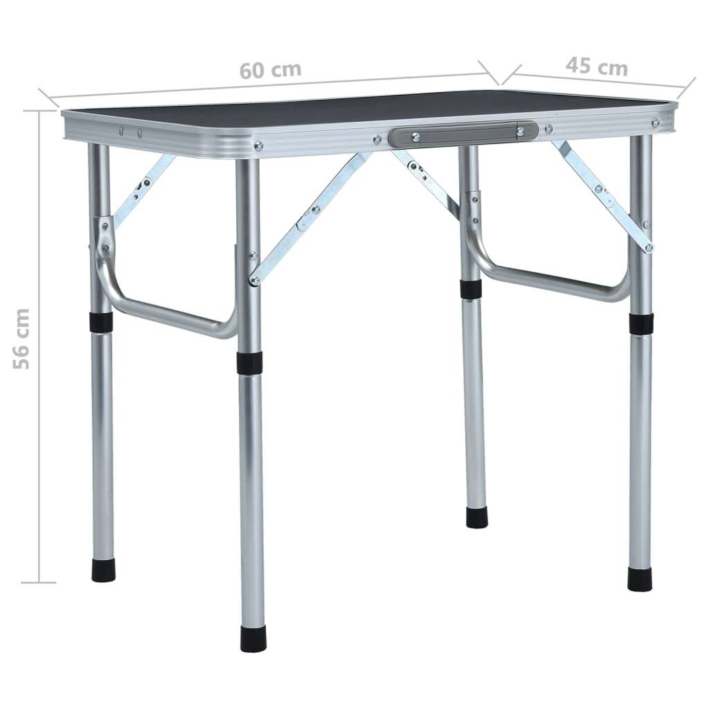 Klappbarer Campingtisch Grau Aluminium 60 x 45 cm-6