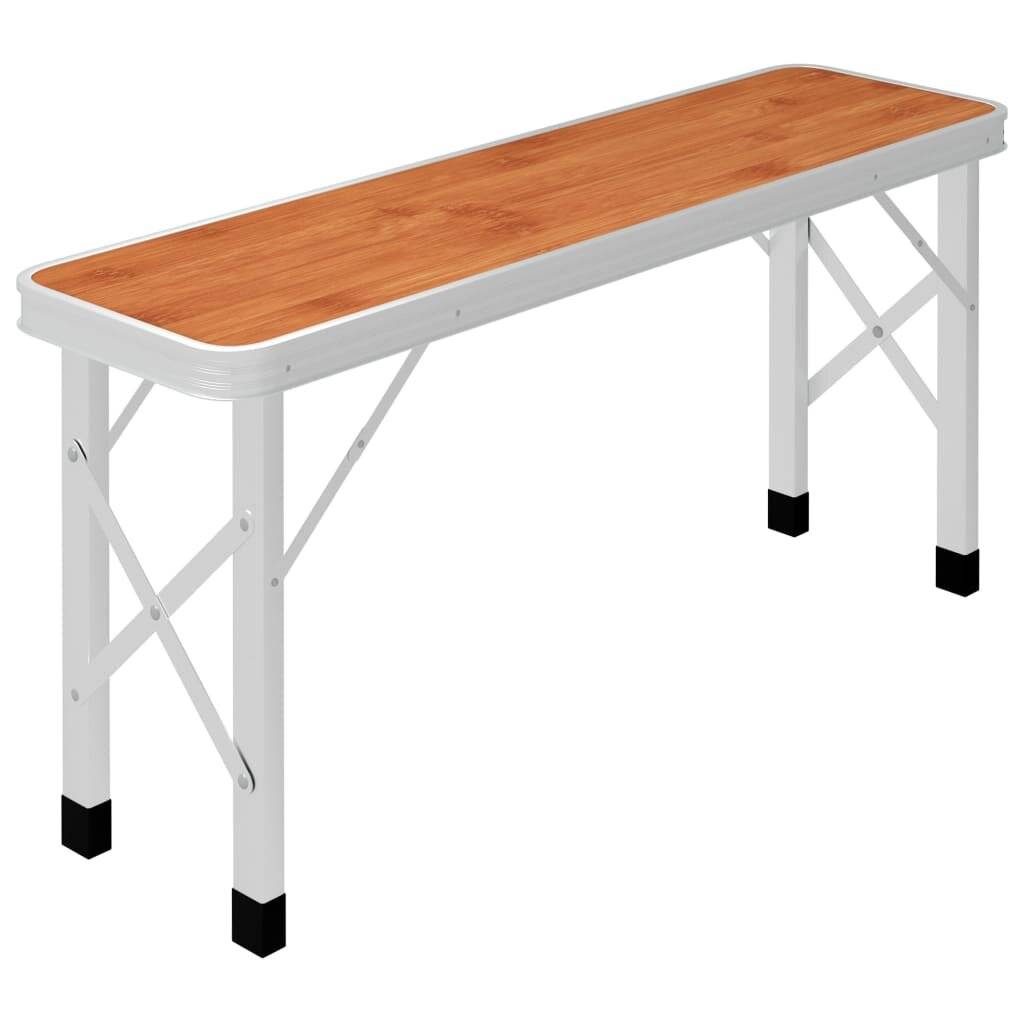 vidaXL Klappbarer Campingtisch mit 2 Sitzbänken Aluminium Braun-5