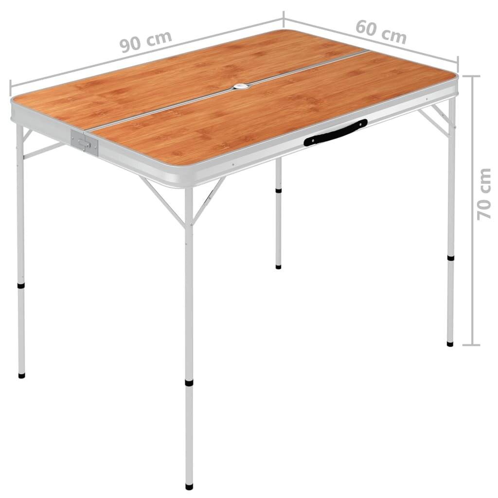 vidaXL Klappbarer Campingtisch mit 2 Sitzbänken Aluminium Braun-6