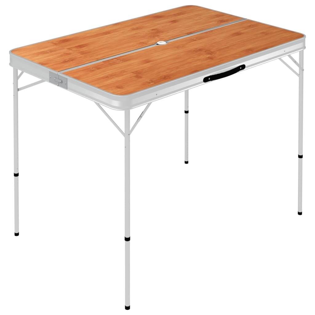 vidaXL Klappbarer Campingtisch mit 2 Sitzbänken Aluminium Braun-1