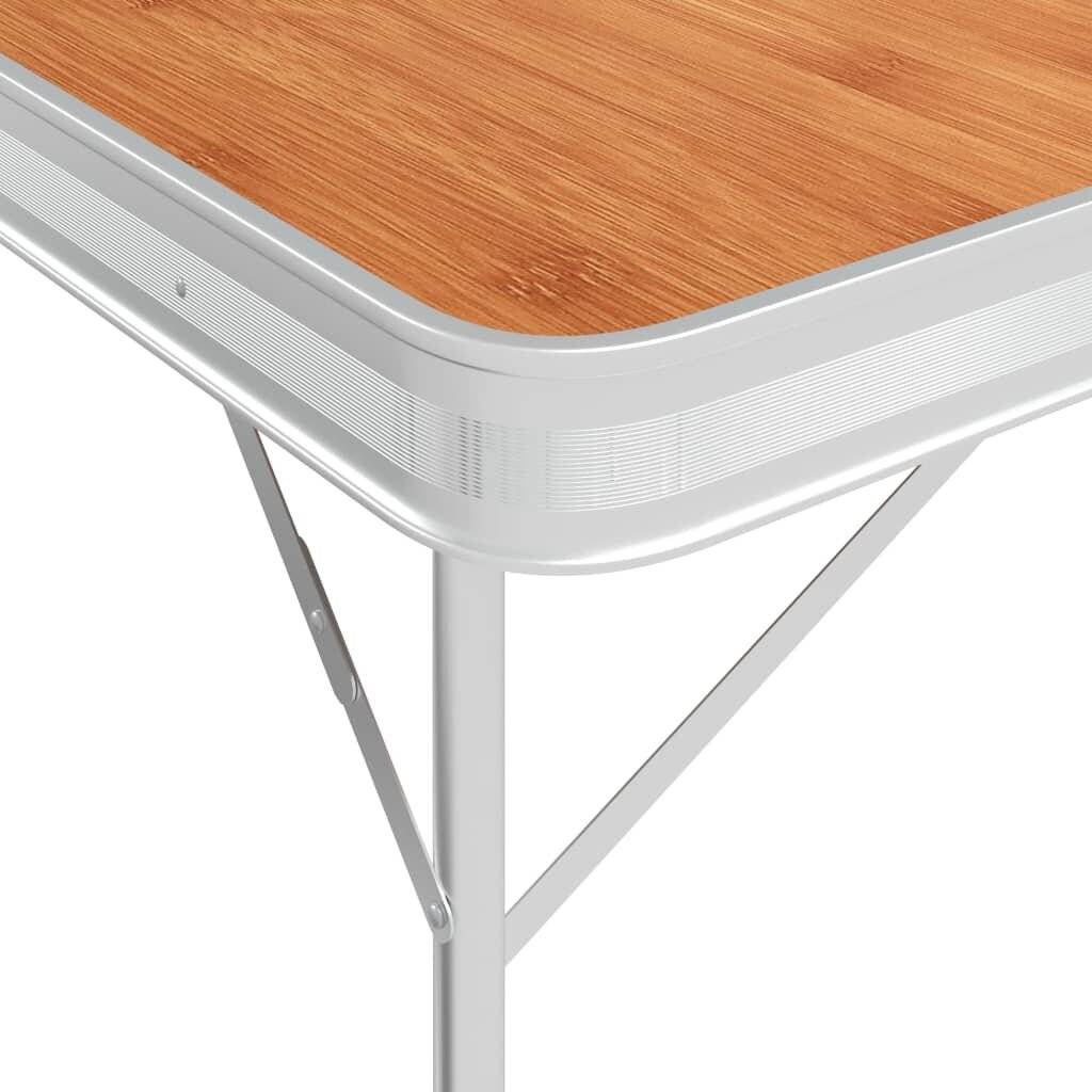 vidaXL Klappbarer Campingtisch mit 2 Sitzbänken Aluminium Braun-2