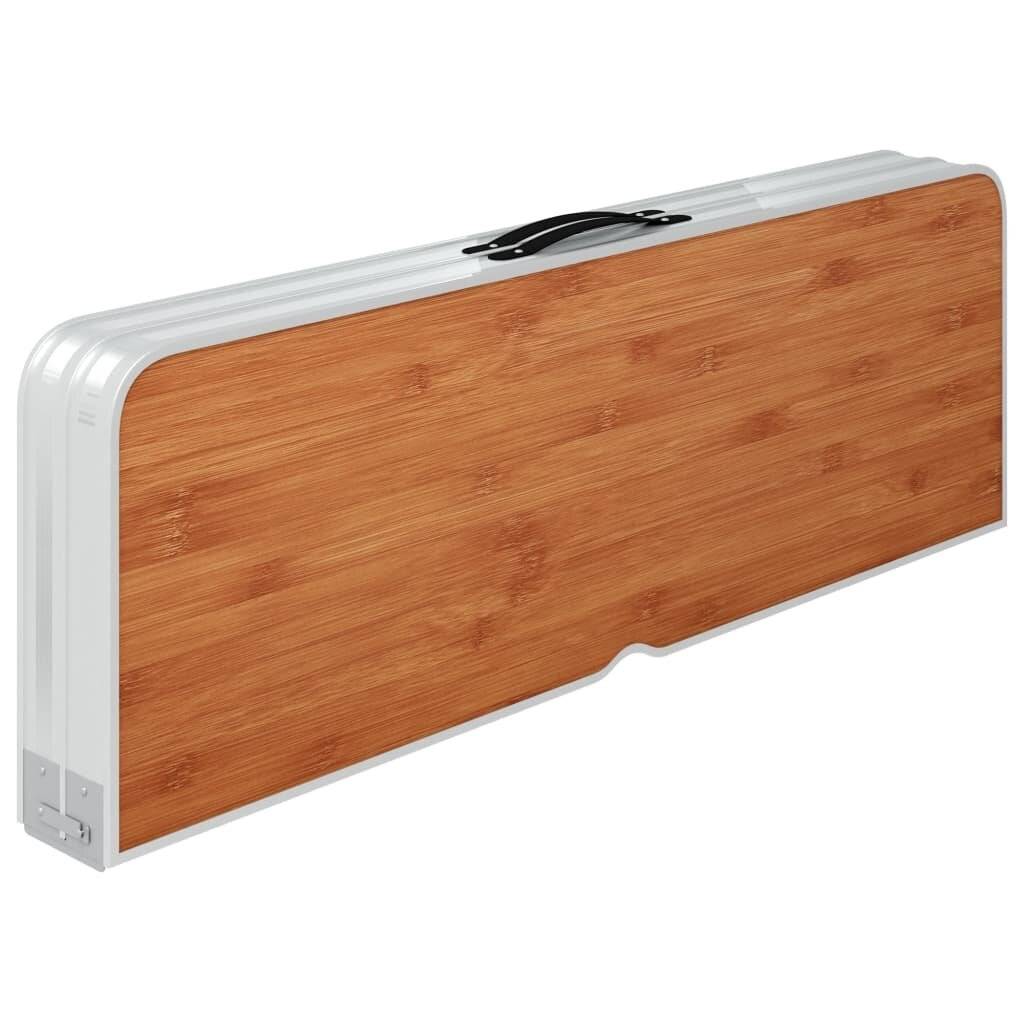 vidaXL Klappbarer Campingtisch mit 2 Sitzbänken Aluminium Braun-3
