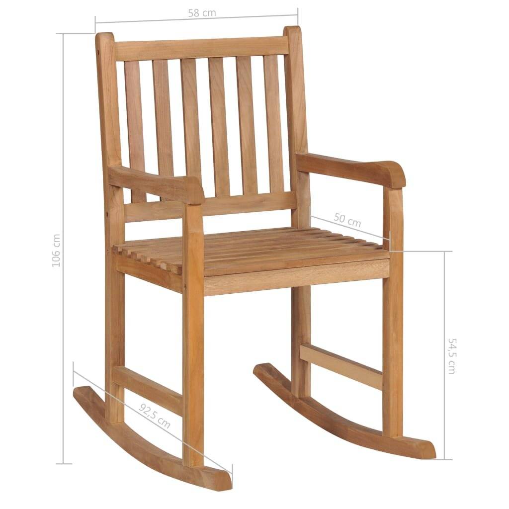 Symbolbild für Schaukelstuhl mit Schwarzem Kissen Massivholz Teak