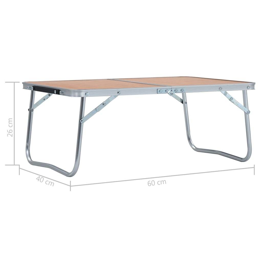 vidaXL Klappbarer Campingtisch Braun Aluminium 60 x 40 cm-6