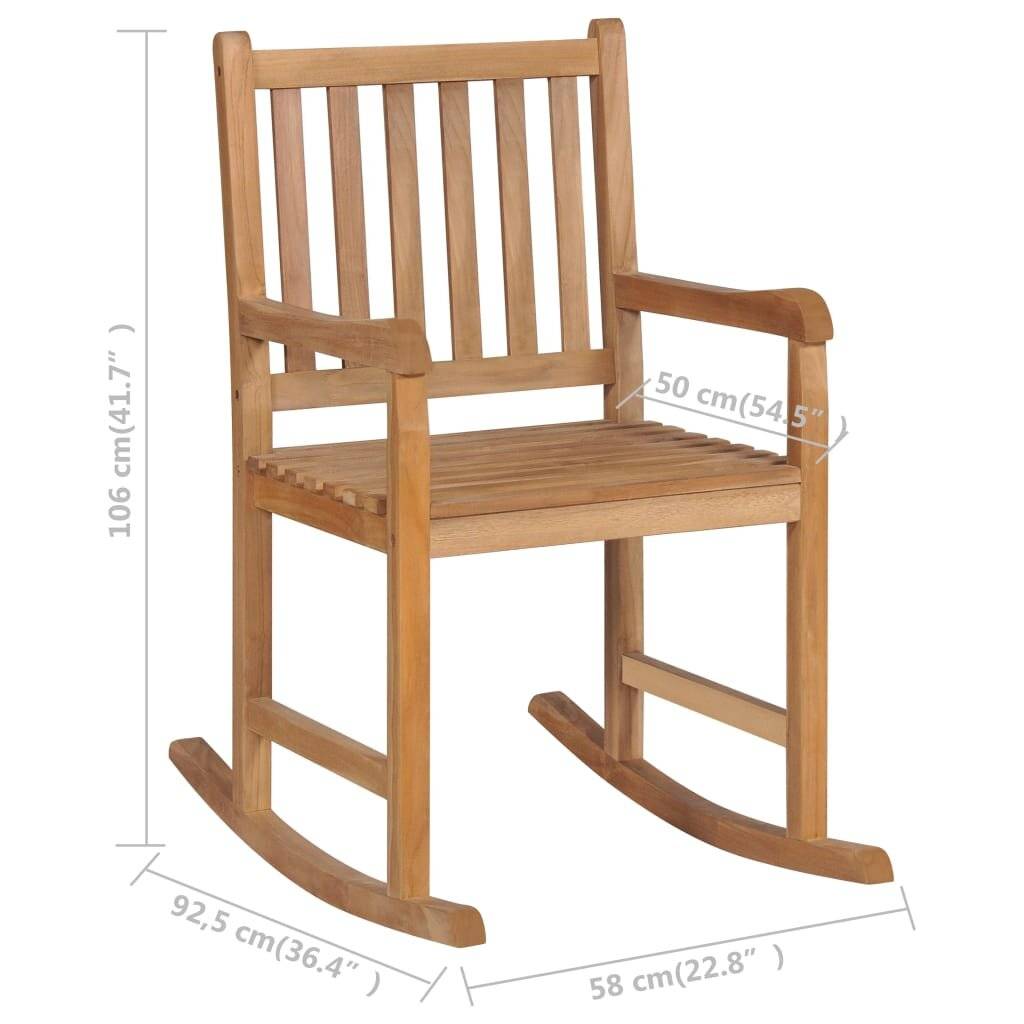 Symbolbild für Schaukelstuhl mit Cremeweißem Kissen Massivholz Teak