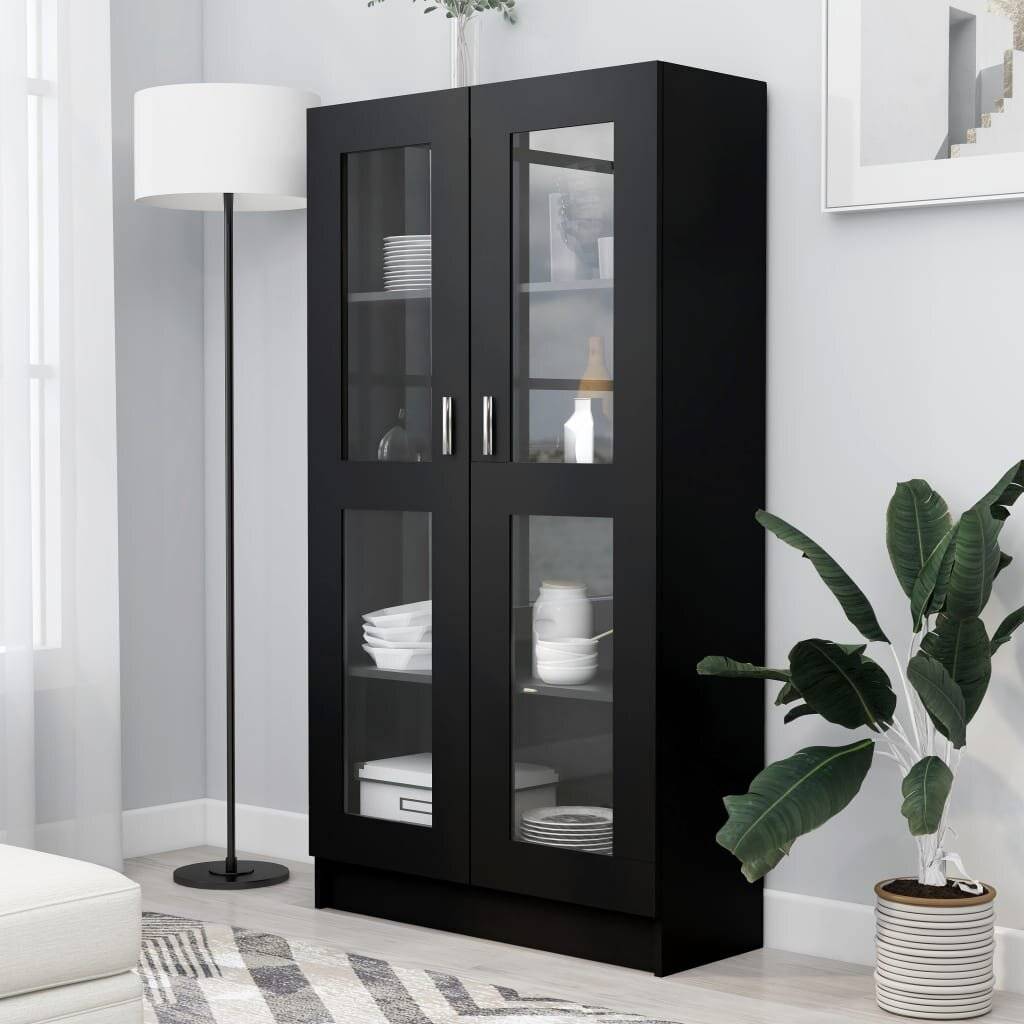 Vitrinenschrank Schwarz 82,5x30,5x150 cm Spanplatte-6