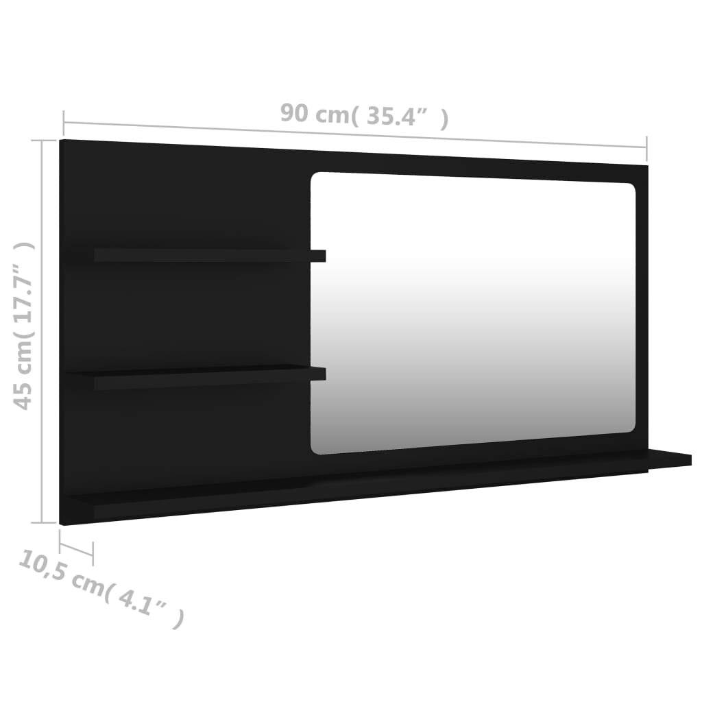Badspiegel Schwarz 90x10,5x45 cm Spanplatte-6