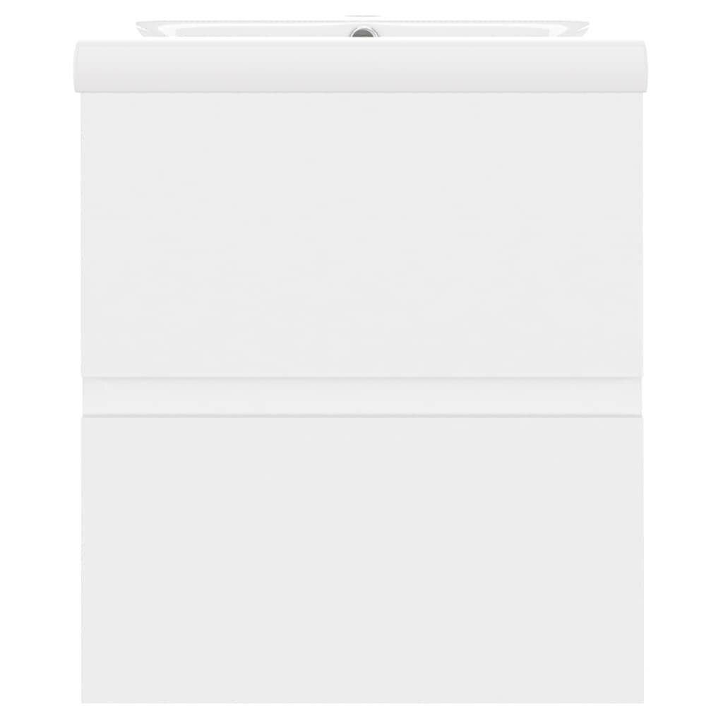Waschbeckenunterschrank mit Einbaubecken Weiß Spanplatte-6
