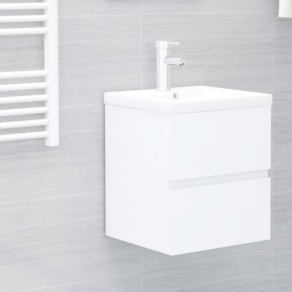 Waschbeckenunterschrank mit Einbaubecken Weiß Spanplatte-0