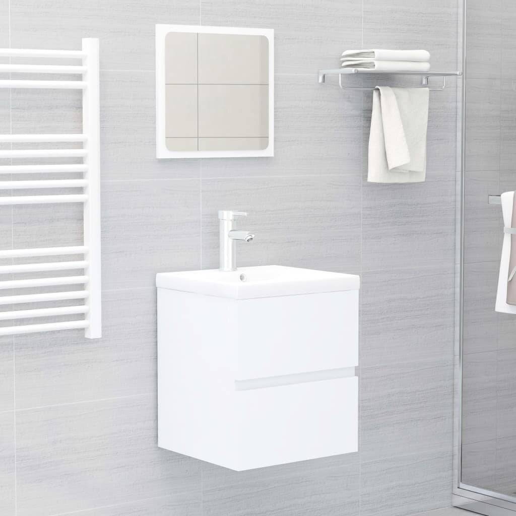 Waschbeckenunterschrank mit Einbaubecken Weiß Spanplatte-2
