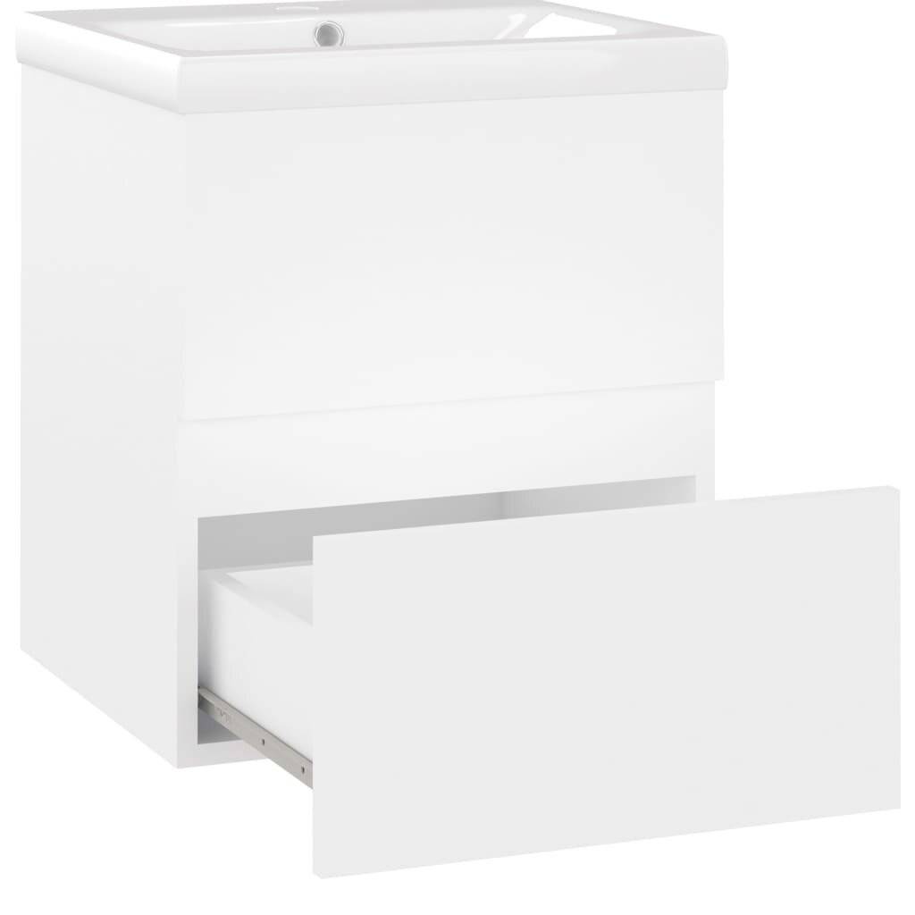 Waschbeckenunterschrank mit Einbaubecken Weiß Spanplatte-4