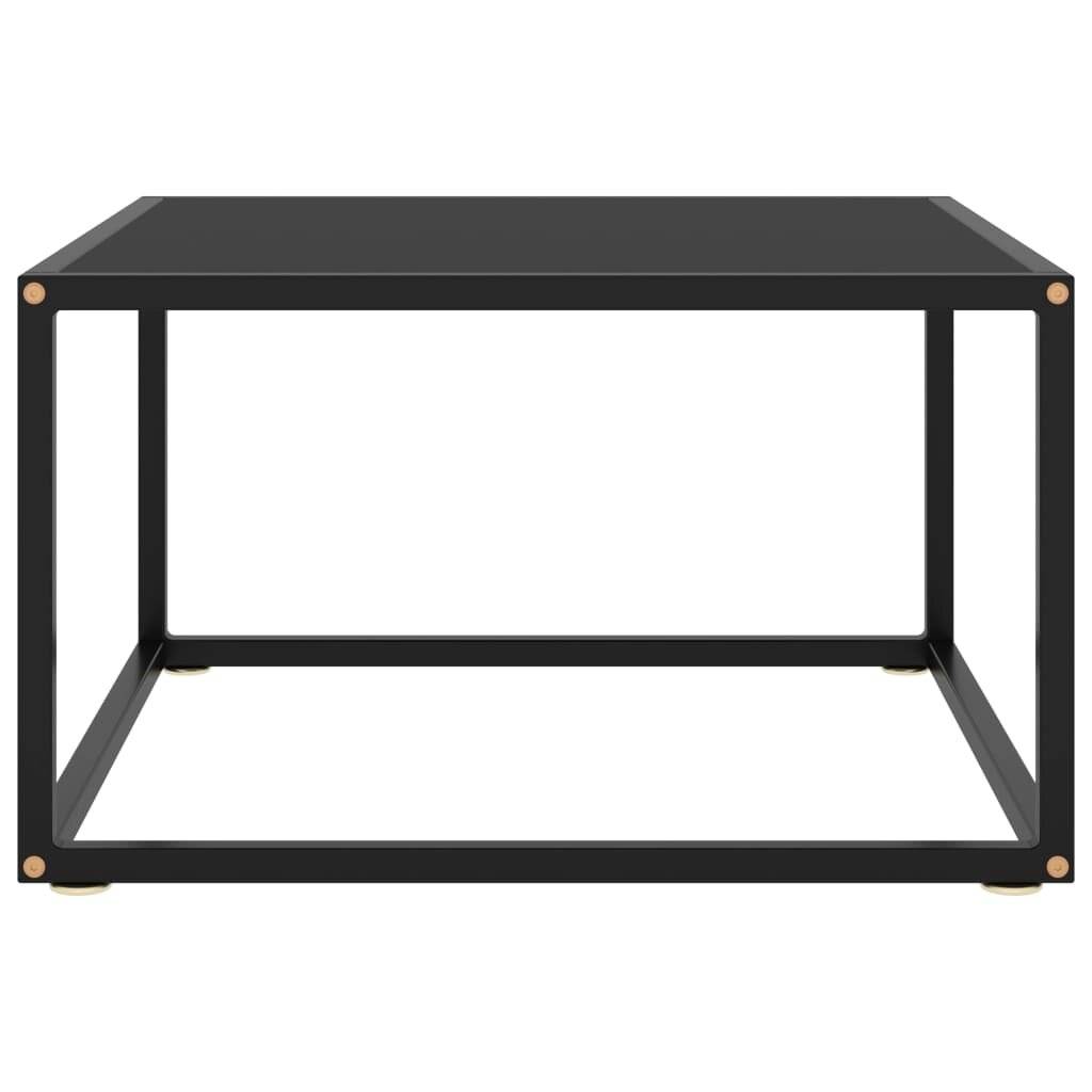 Beistelltisch Schwarz mit Schwarzem Glas 60x60x35 cm-1