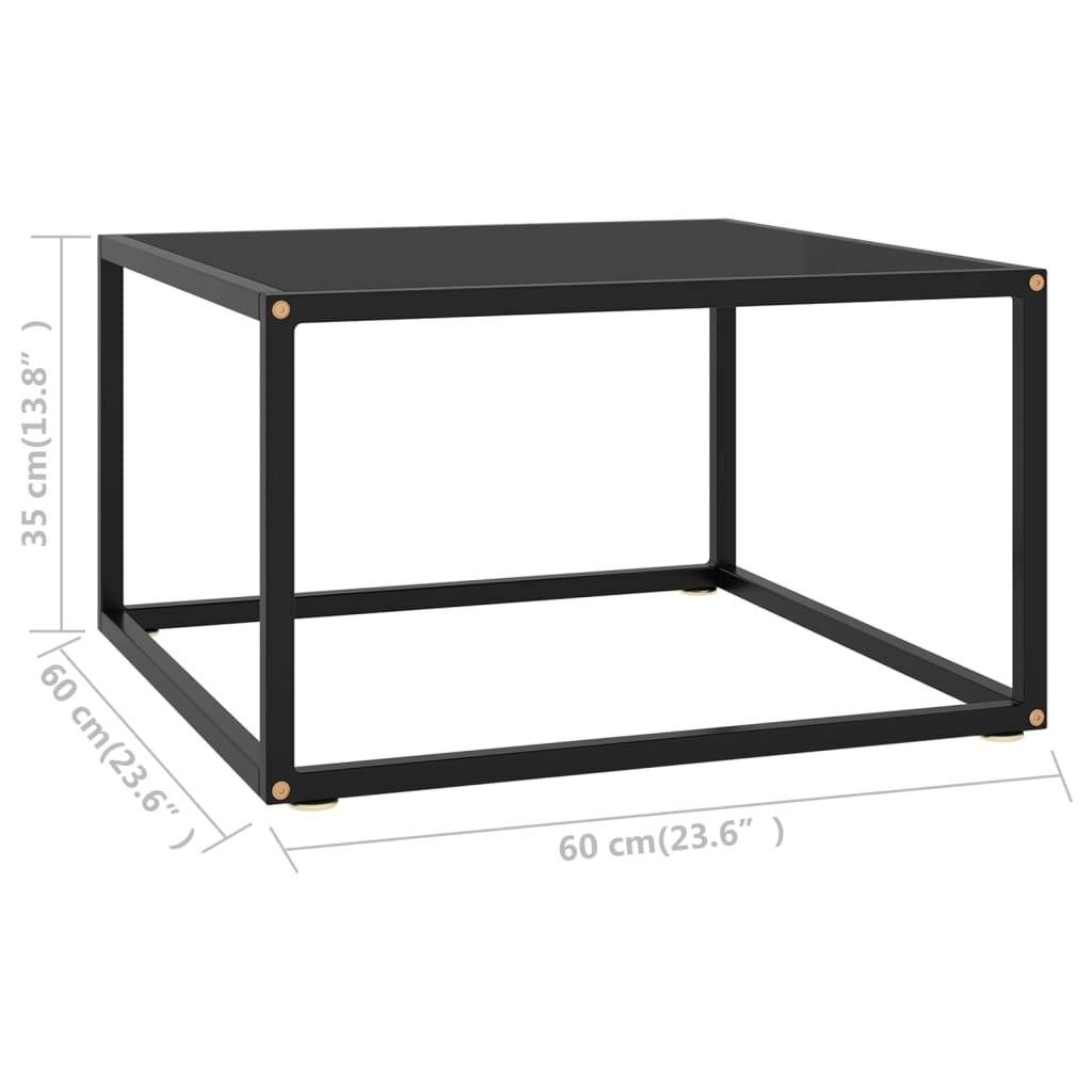 Beistelltisch Schwarz mit Schwarzem Glas 60x60x35 cm-4