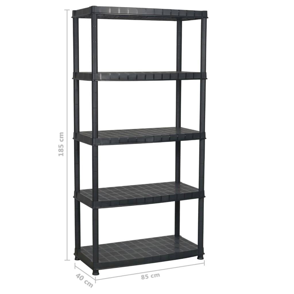 vidaXL Lagerregal 5-Tier Schwarz 85x40x185 cm Kunststoff-6