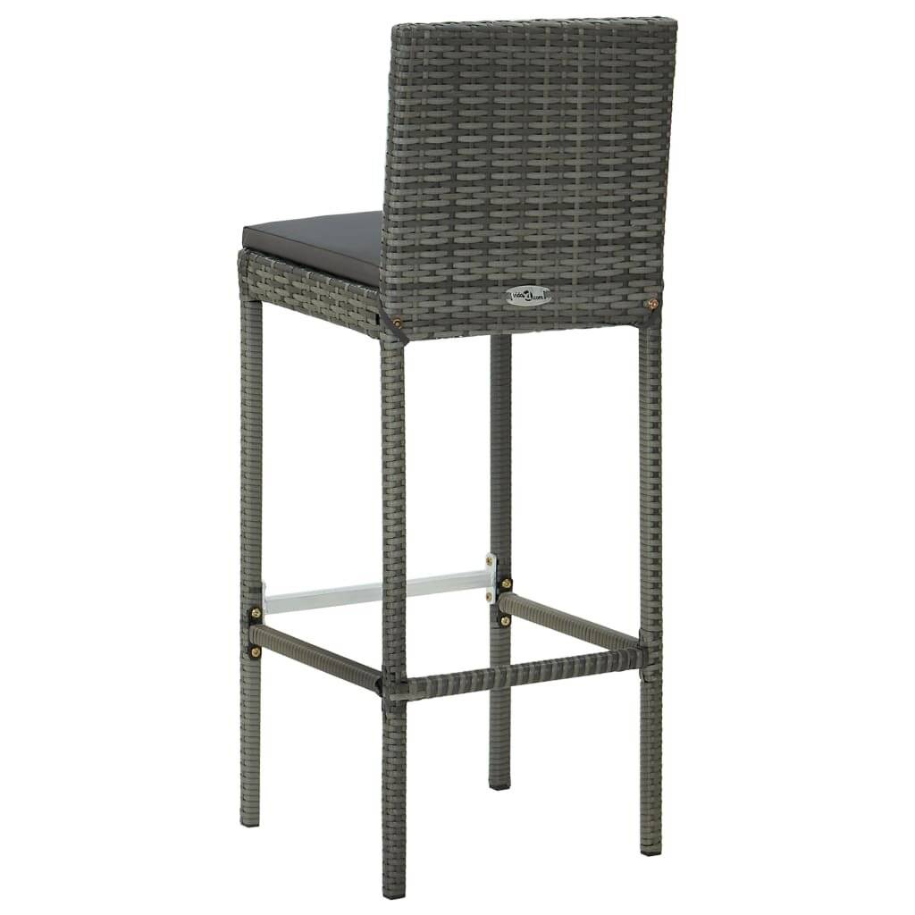 Garten-Barhocker mit Kissen 4 Stk. Grau Poly Rattan-5