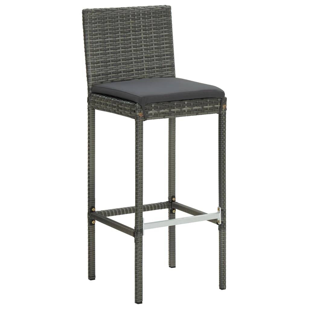 Garten-Barhocker mit Kissen 4 Stk. Grau Poly Rattan-1