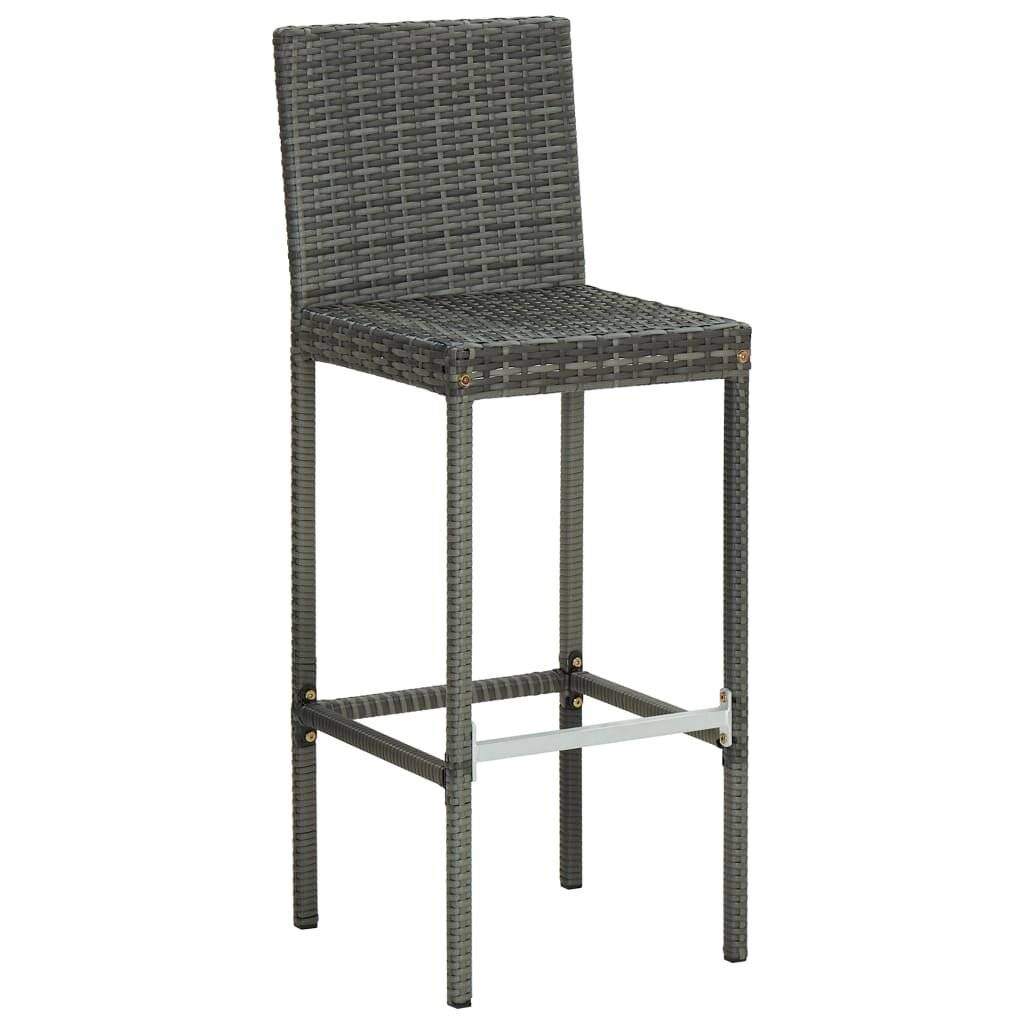 Garten-Barhocker mit Kissen 4 Stk. Grau Poly Rattan-2
