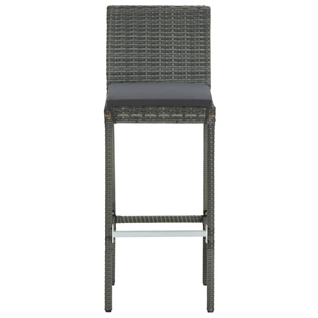 Garten-Barhocker mit Kissen 4 Stk. Grau Poly Rattan-3