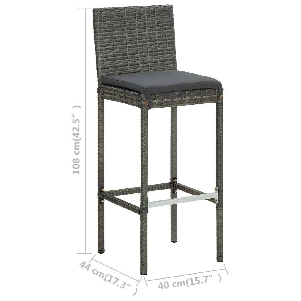 Symbolbild für Garten-Barhocker mit Kissen 4 Stk. Grau Poly Rattan