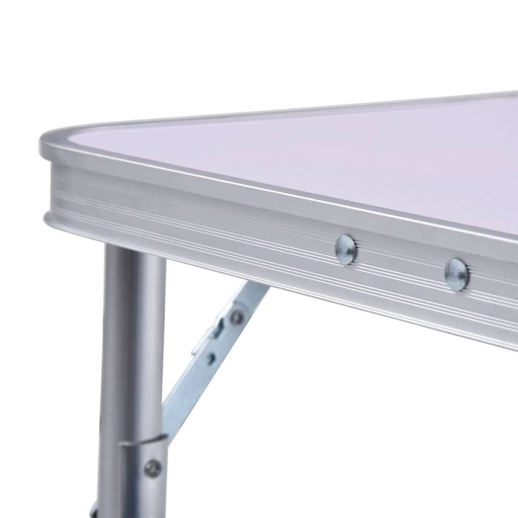 vidaXL Klappbarer Campingtisch Weiß Aluminium 60x45 cm-5