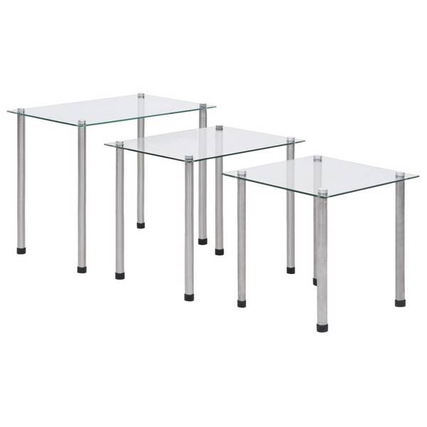 Satztische 3-tlg. Transparent Hartglas