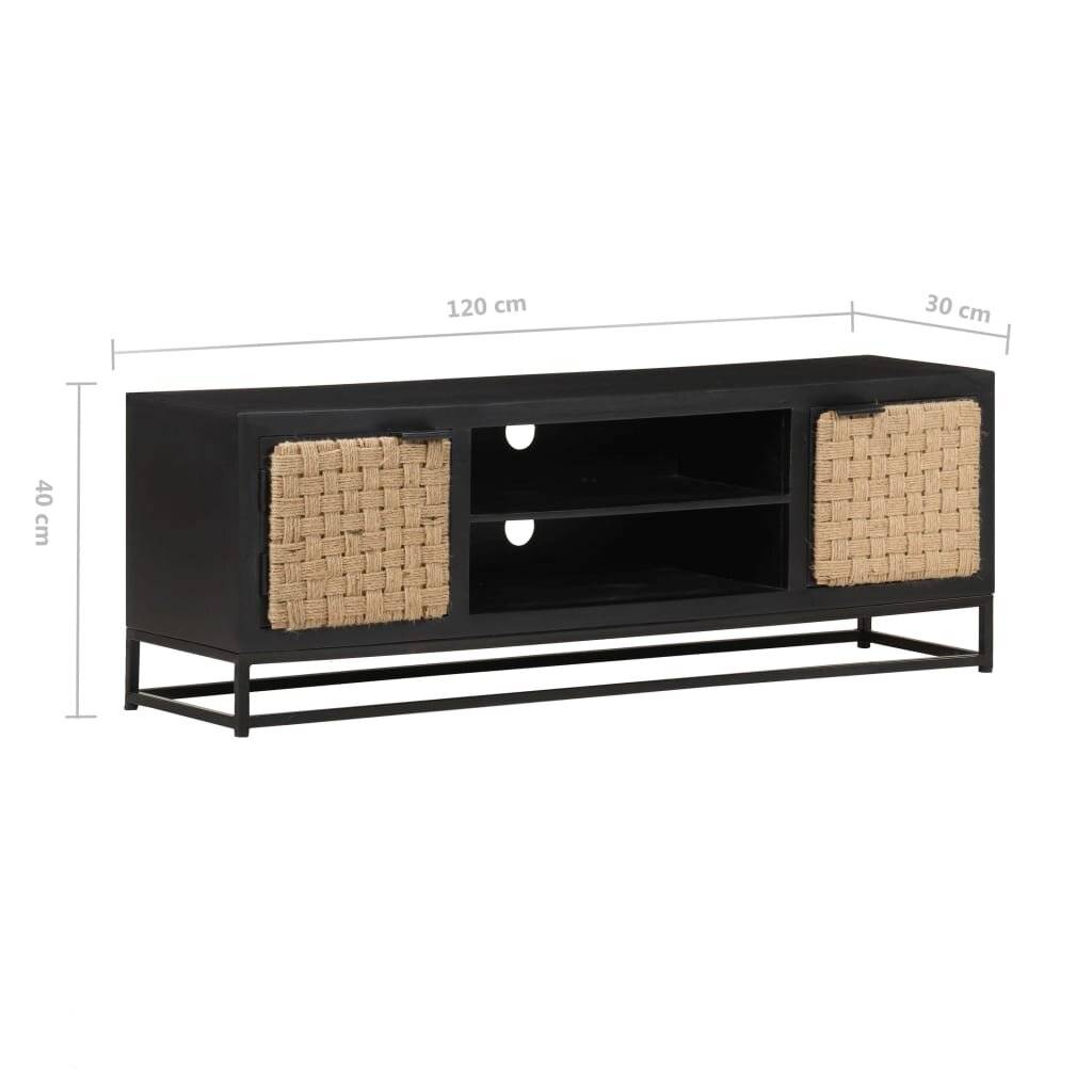 TV-Schrank 120x30x40 cm Massivholz Mango-6