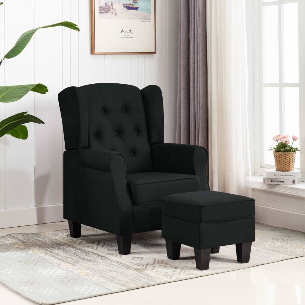 Sessel mit Fußhocker Schwarz Stoff-0