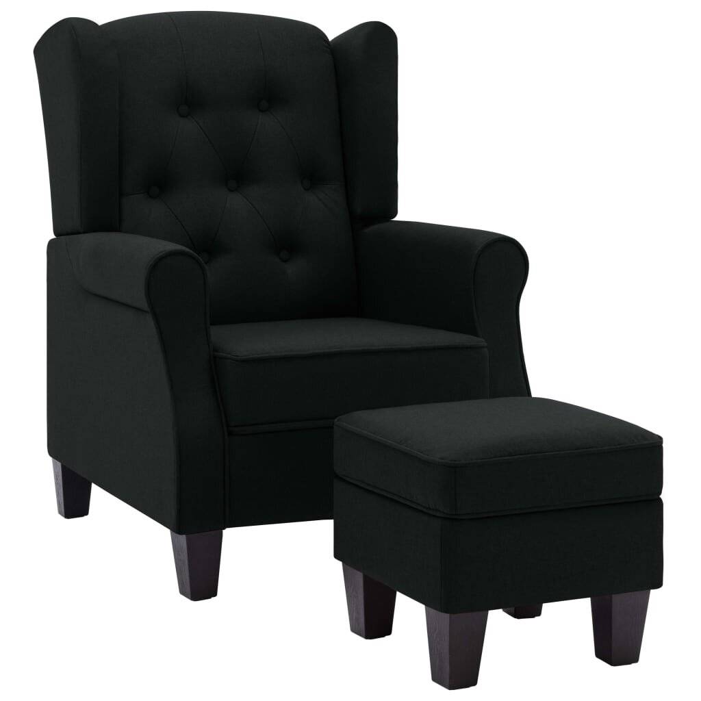 Sessel mit Fußhocker Schwarz Stoff-1