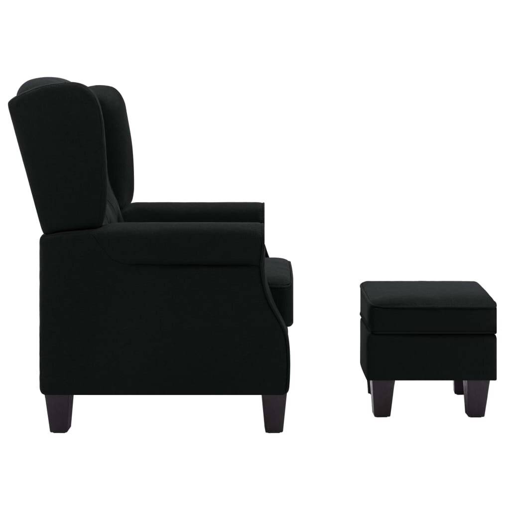 Sessel mit Fußhocker Schwarz Stoff-4