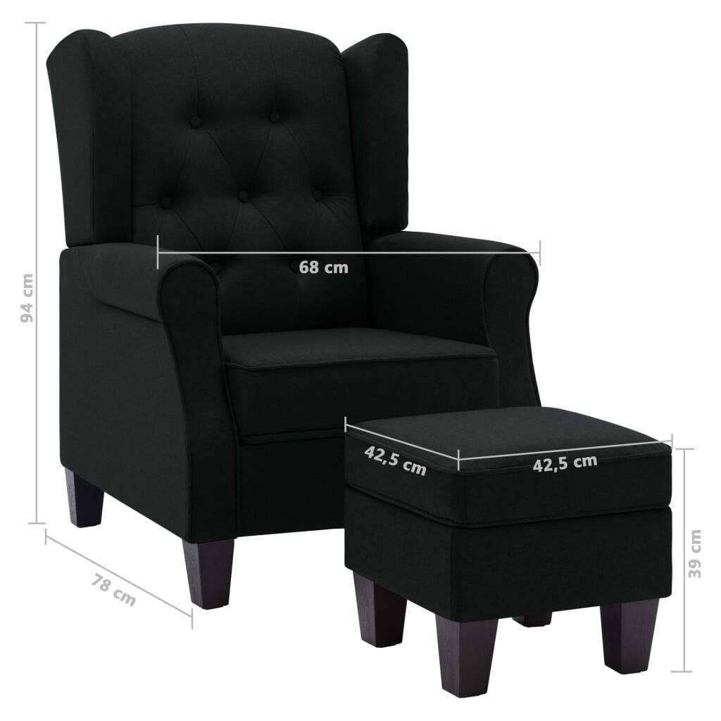 Symbolbild für vidaXL Sessel mit Fußhocker Schwarz Stoff