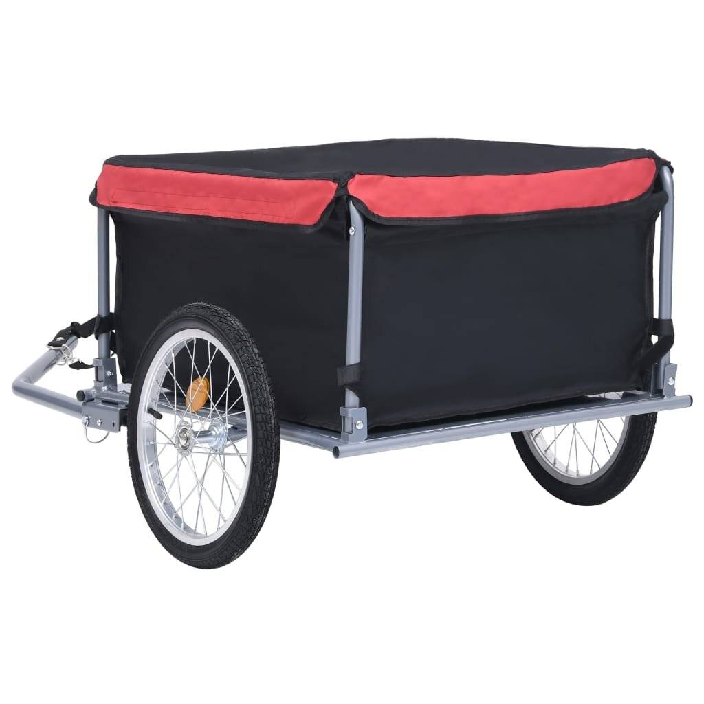 Fahrrad-Lastenanhänger Schwarz und Rot 65 kg-2