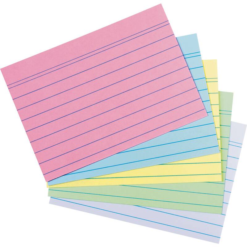 herlitz Karteikarten Recycling, DIN A6, liniert, sortiert-0