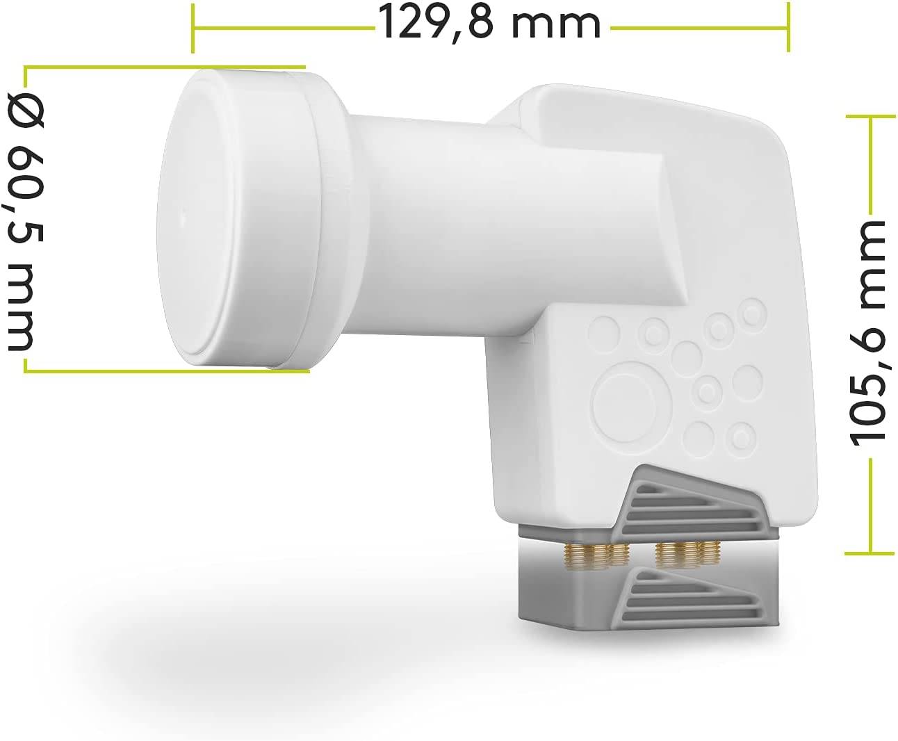 Goobay 67272 Universal Quad LNB für 4x Teilnehmer UHD 8K vergoldete F-Buchsen wasserdicht SAT LNB digital DVB-S2 & DVB-S-1