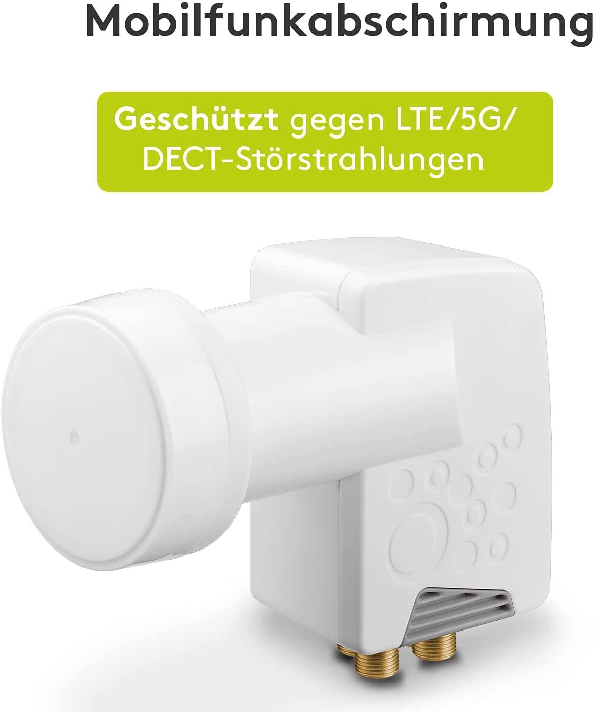 Goobay 67272 Universal Quad LNB für 4x Teilnehmer UHD 8K vergoldete F-Buchsen wasserdicht SAT LNB digital DVB-S2 & DVB-S-6