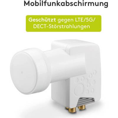 Goobay 67272 Universal Quad LNB für 4x Teilnehmer UHD 8K vergoldete F-Buchsen wasserdicht SAT LNB digital DVB-S2 & DVB-S-6