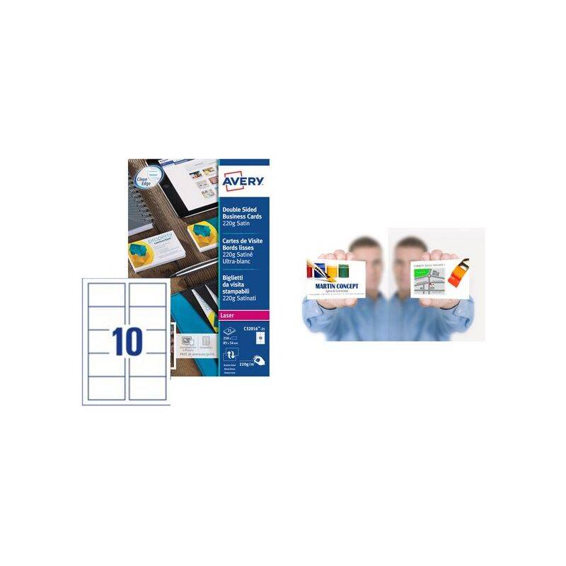 AVERY Cartes de visite Quick&Clean, 270 g/m2, satin blanc-0