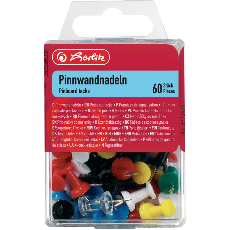 herlitz Pinnwand-Nadeln, farbig sortiert, Inhalt: 60 Stück-0