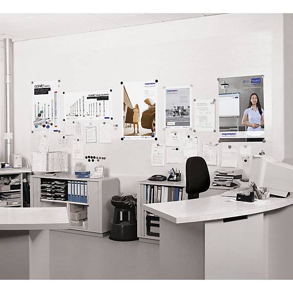 Magnetwand-Set mit Zubehör Metalltafeln auf der Tapete 4 Platten = 1 m². Holtz Office Support GmbH 10000049-1