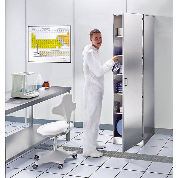 Reinraum-Hochschrank aus Edelstahl 1 Flügeltür Breite 500 mm. KEK GmbH 10010649-1